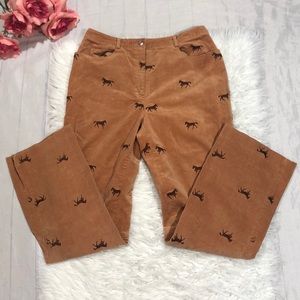 Vintage Lilly Pulitzer Equestrian Horse Corduroy High Rise Straight Leg Pants